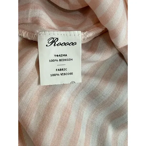 Rococo Striped Viscose Cover Up Dress Size M Long Sleeve Sheer Beach Resort NWT - Picture 11 of 13